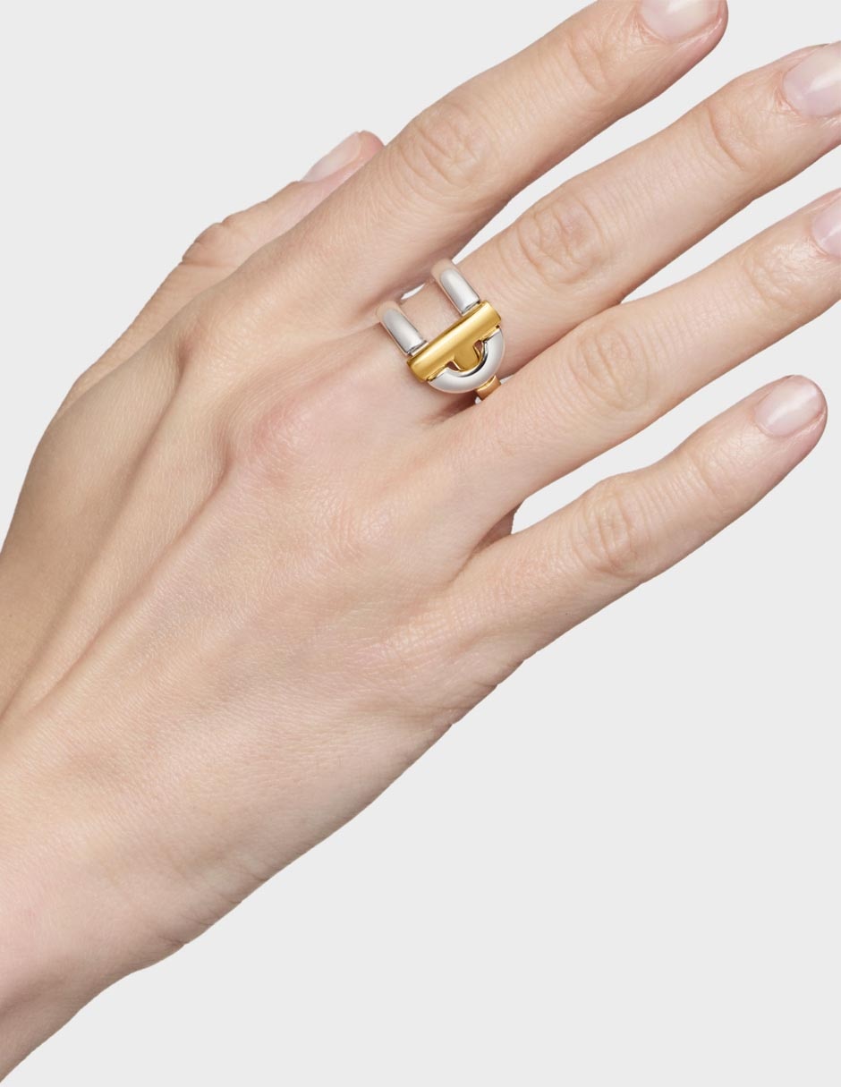 Anillo Manifesto de plata P 925 con acabado baño de oro 6