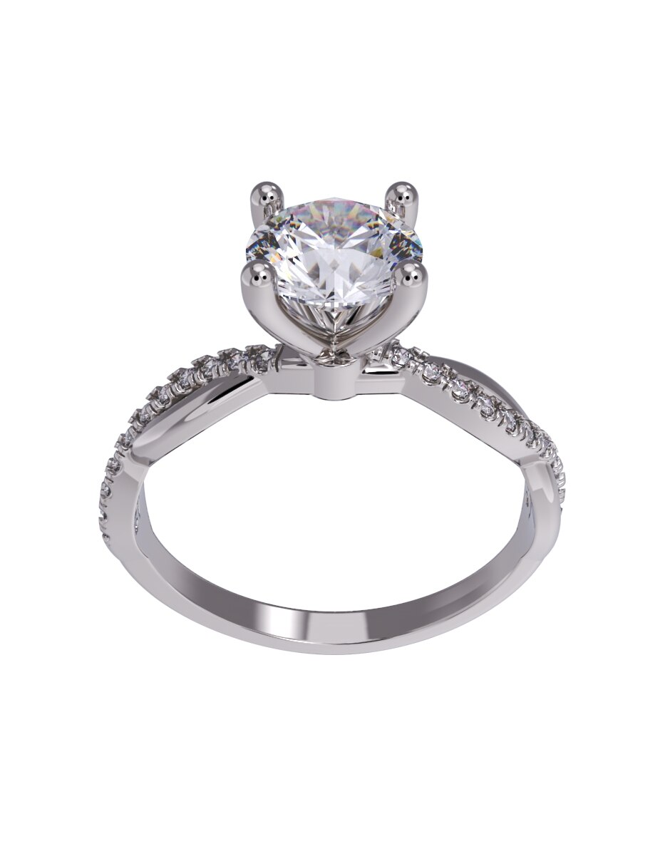 Anillo de compromiso de oro 10 K zirconia 2