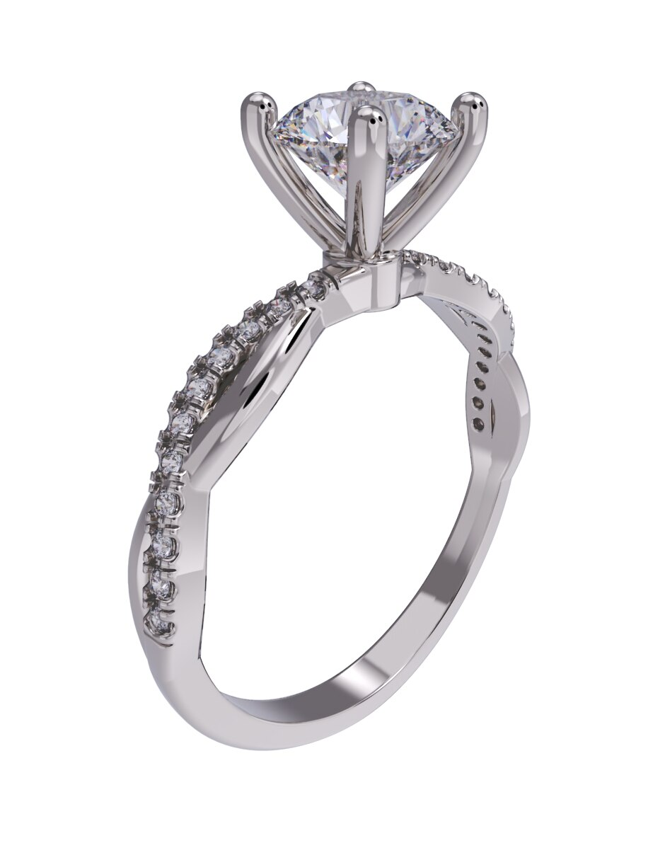 Anillo de compromiso de oro 10 K zirconia 3