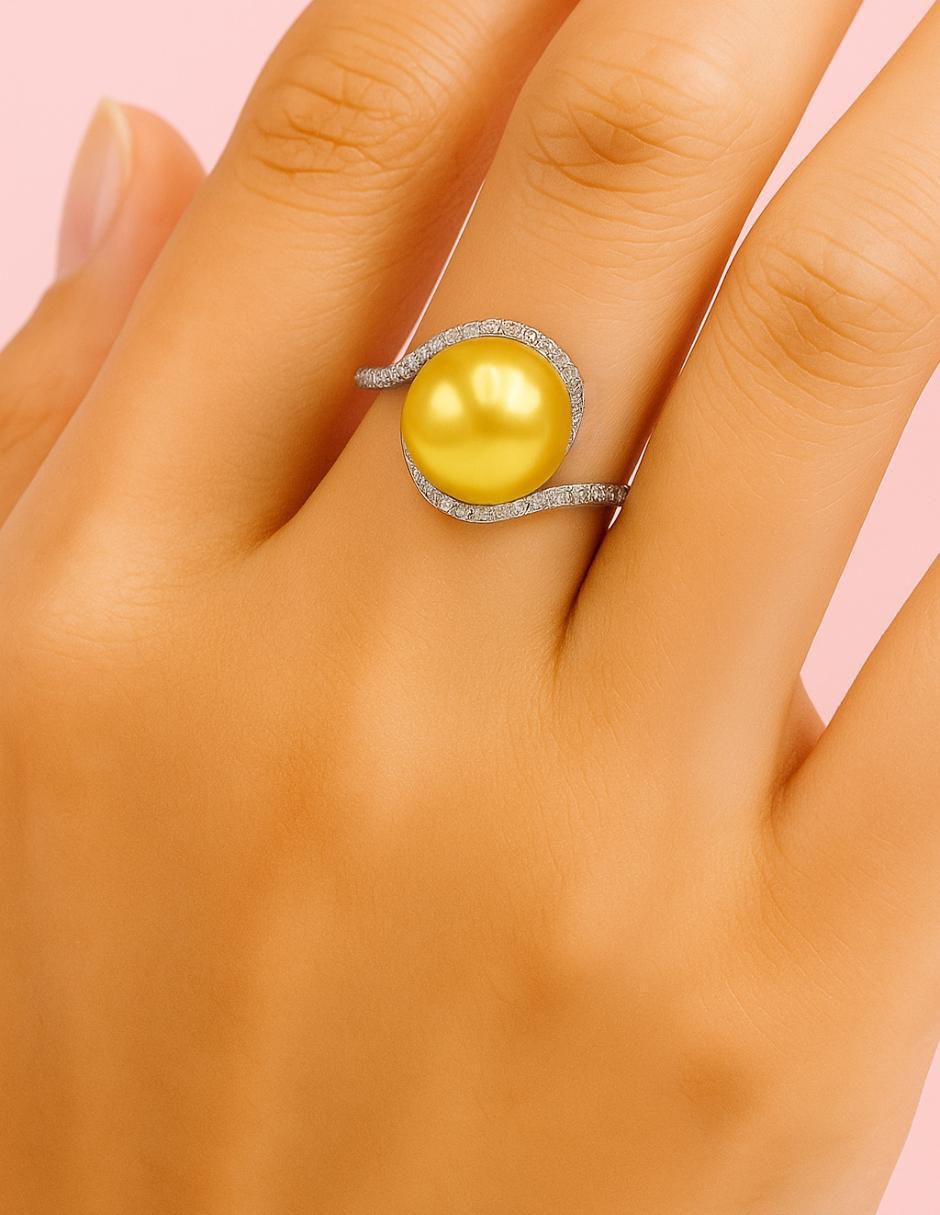 Anillo Aretize brillo de plata P 925 perla brillante