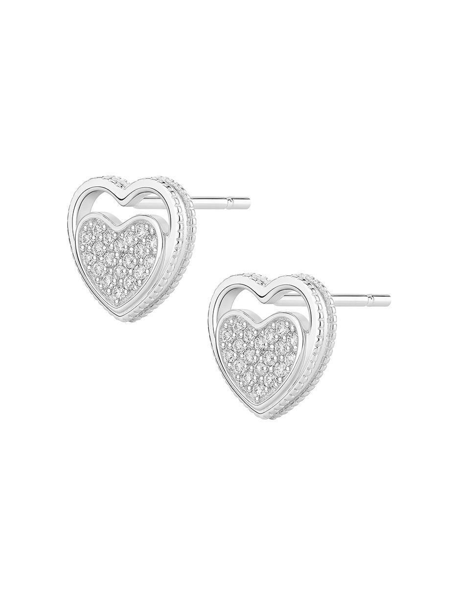 Broqueles de corazón de plata P 925 con acabado plateado 3