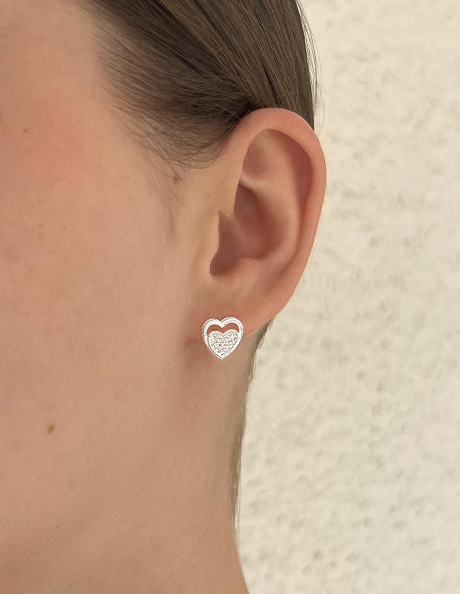 Broqueles de corazón de plata P 925 con acabado plateado 5