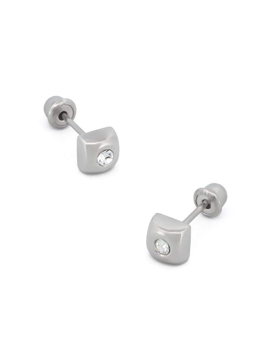 Broqueles de cubo de oro 14 K con acabado liso zirconia Broqueles de cubo de oro 14 K con acabado liso zirconia