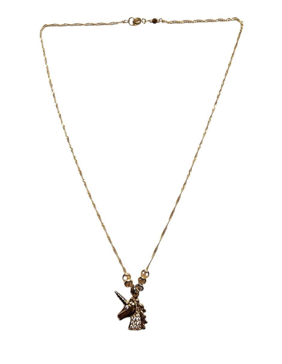 Collar con dije unicornio Arcoiris de oro laminado 14 K 5