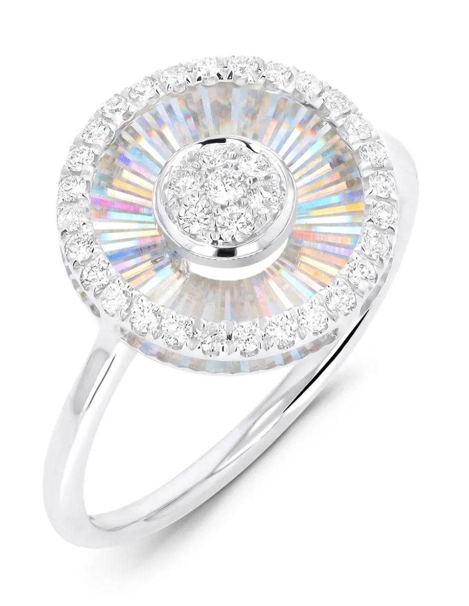 Anillo circular 14 k de oro blanco diamante brillante Anillo circular 14 k de oro blanco diamante brillante