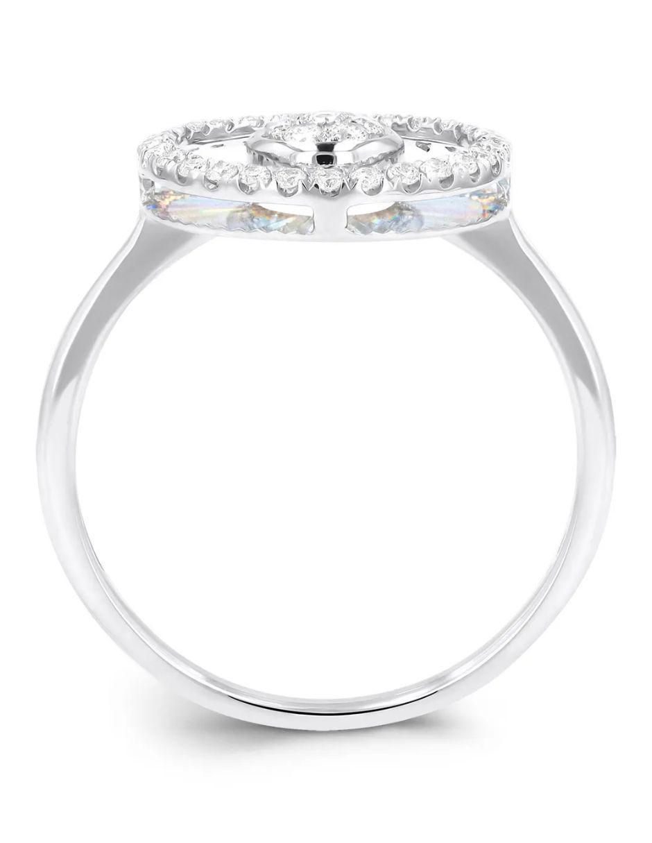 Anillo circular 14 k de oro blanco diamante brillante