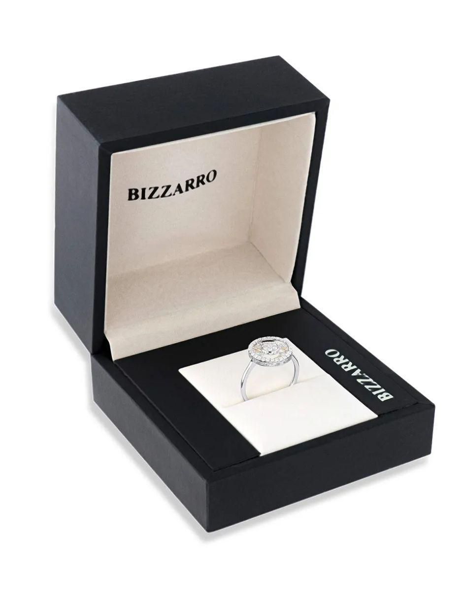 Anillo circular 14 k de oro blanco diamante brillante