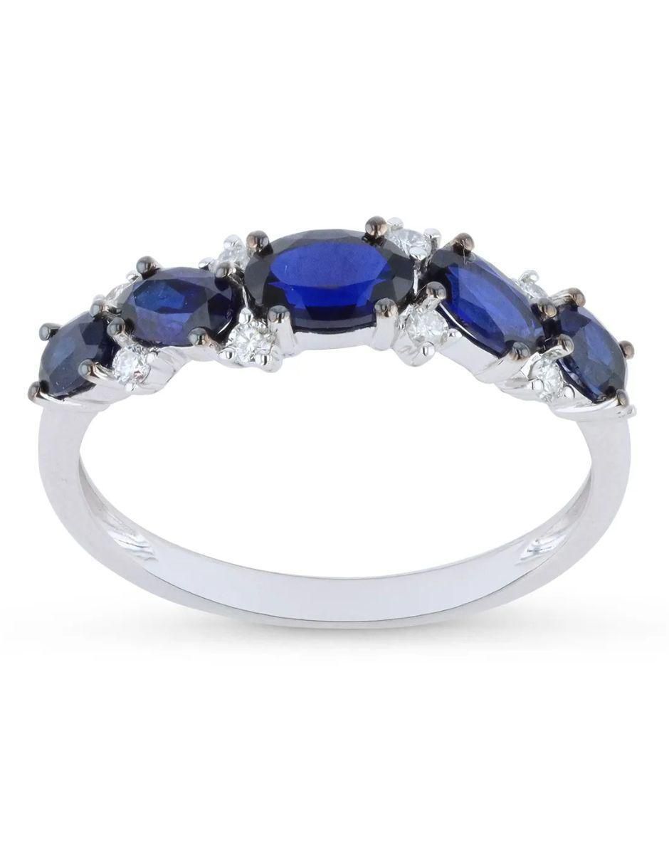 Anillo circular 14 k de oro blanco diamante brillante