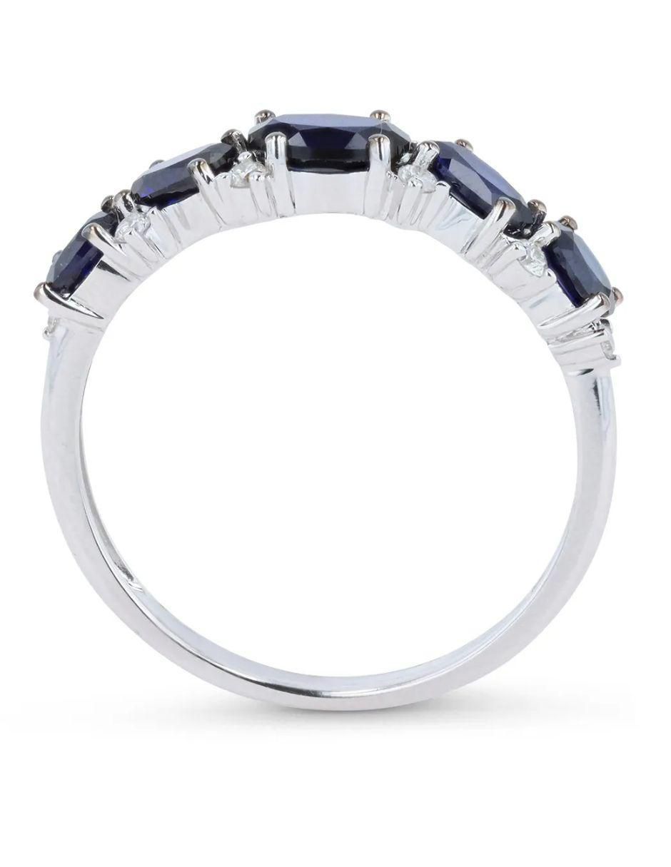 Anillo circular 14 k de oro blanco diamante brillante