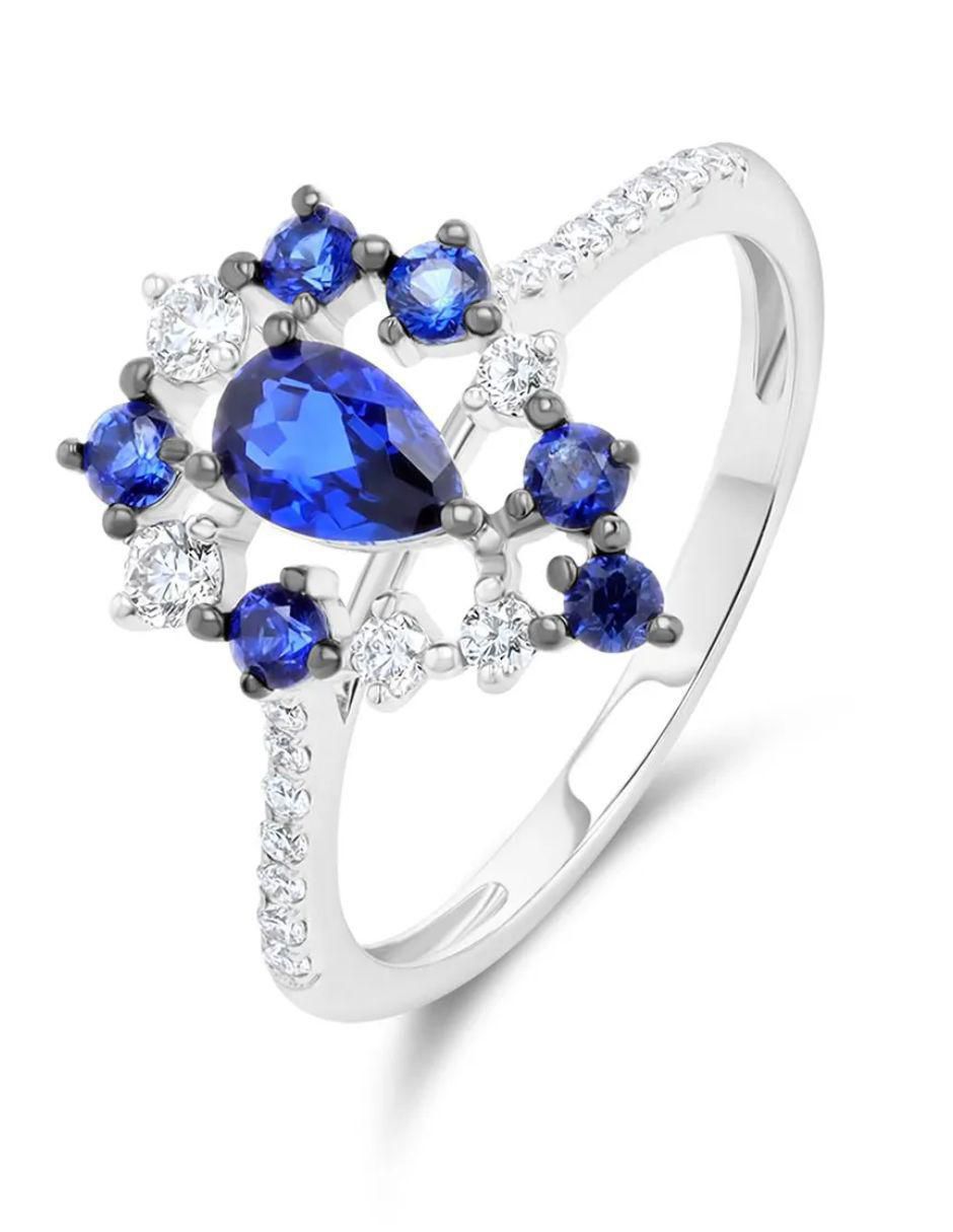 Anillo de diamante 14 k de oro blanco diamante brillante