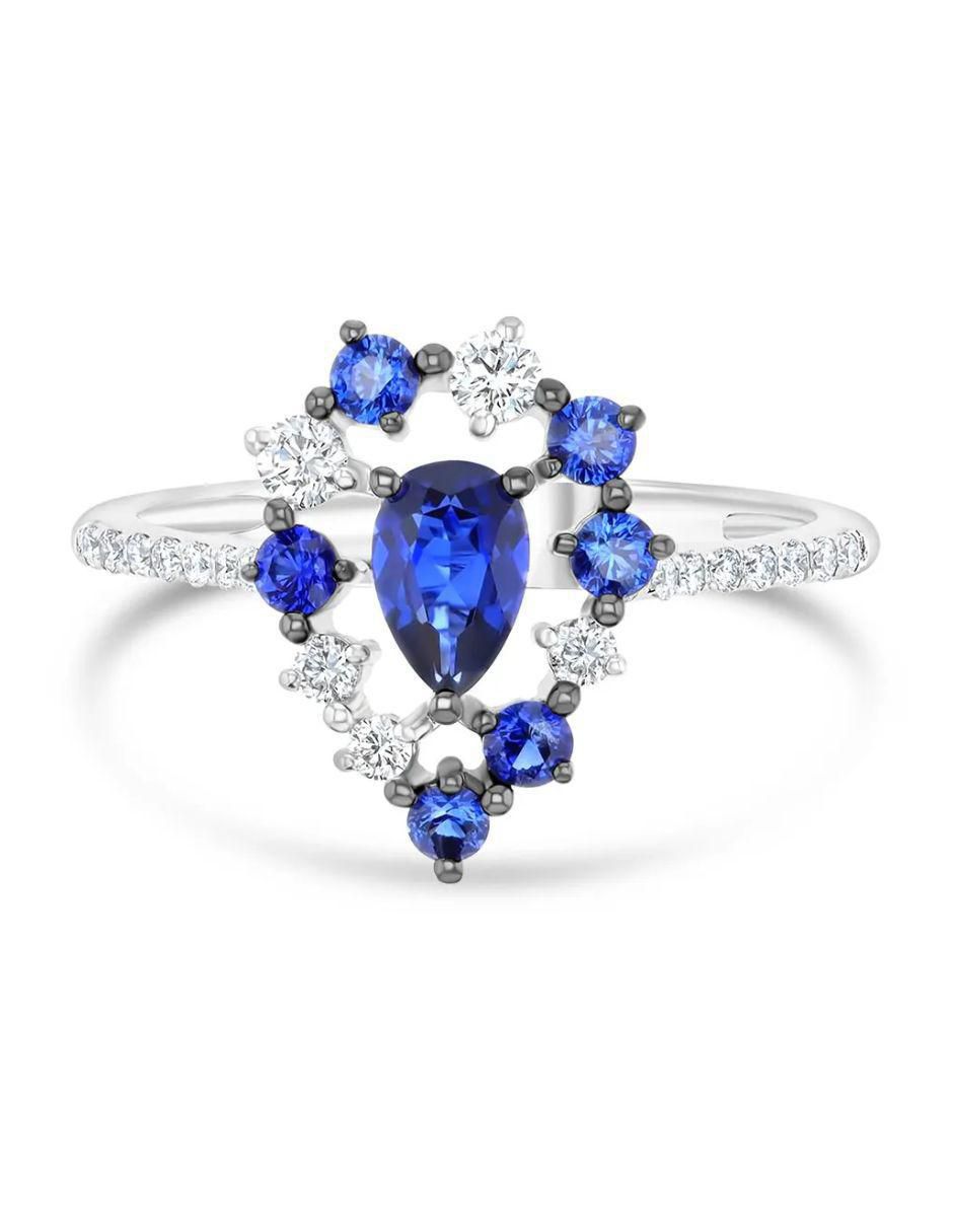 Anillo de diamante 14 k de oro blanco diamante brillante