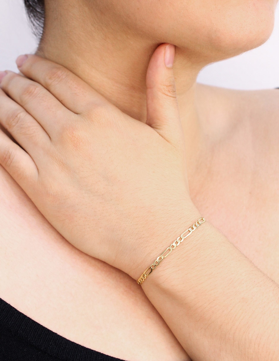 Pulsera de oro amarillo 14 k con acabado diamantado Pulsera de oro amarillo 14 k con acabado diamantado