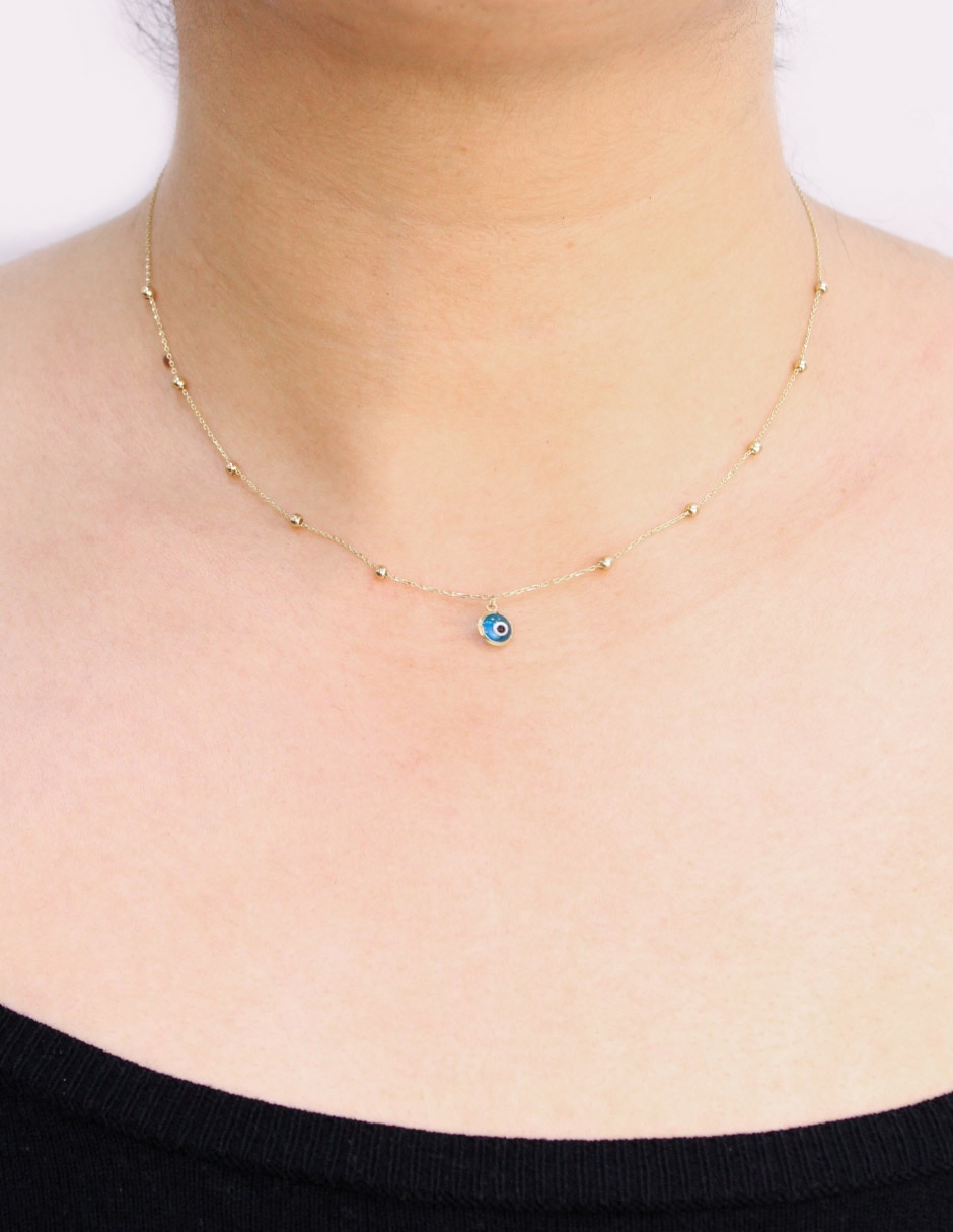 Gargantilla de ojo de oro amarillo 14 k