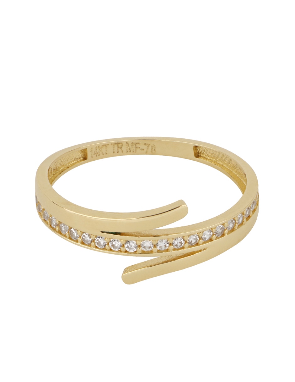 Anillo Dinasti 14 k de oro amarillo zirconia pulido