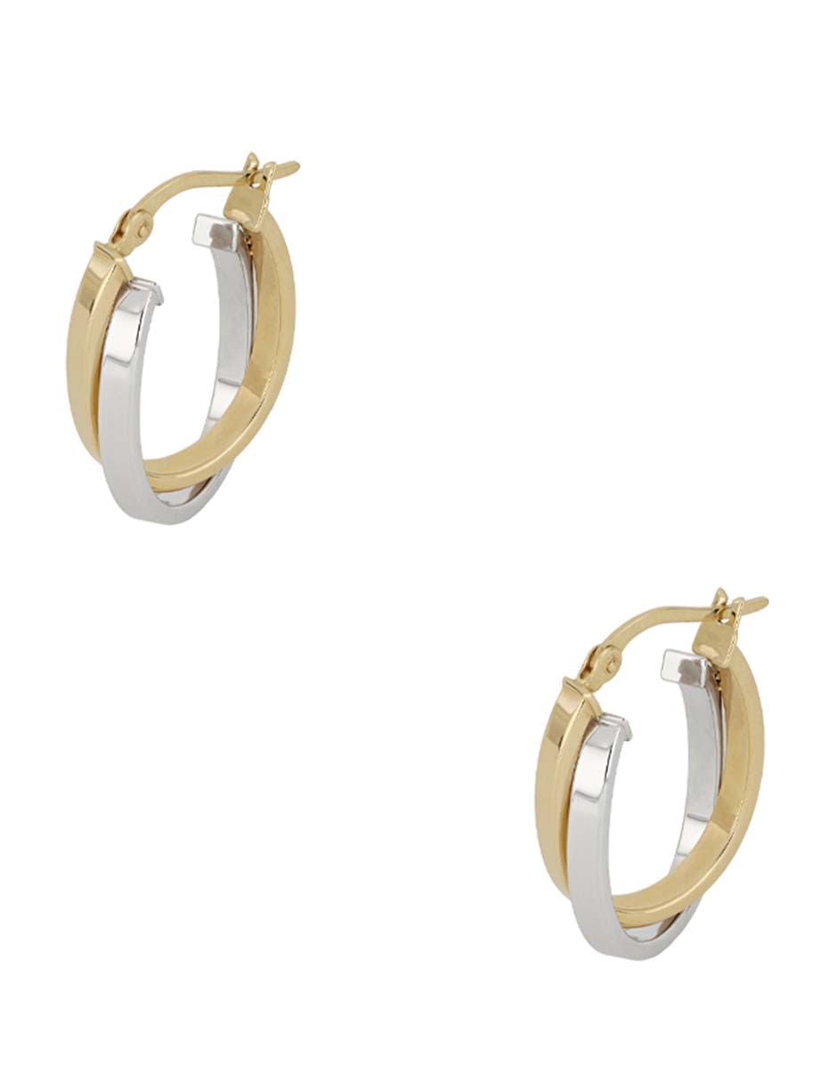 Arracadas ovaladas de oro amarillo 14 k con acabado pulido 1