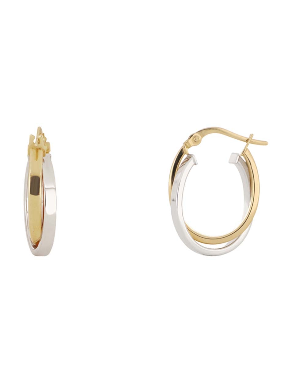 Arracadas ovaladas de oro amarillo 14 k con acabado pulido 2