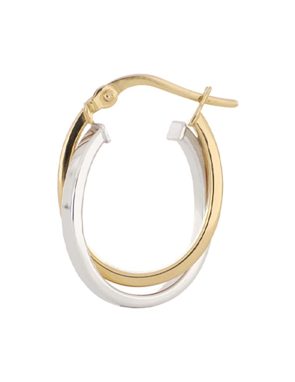 Arracadas ovaladas de oro amarillo 14 k con acabado pulido 3