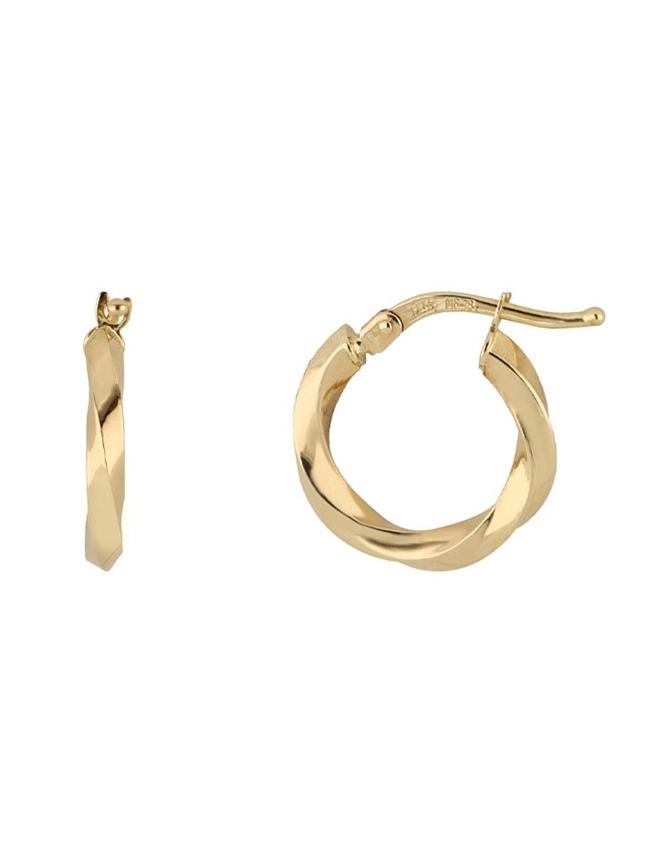 Arracadas Dinasti de oro amarillo 14 K con acabado pulido