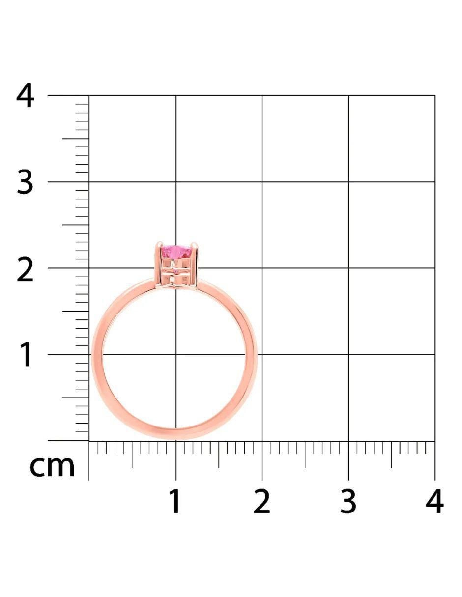Anillo de corazón 14 k de oro rosa zirconia brillante