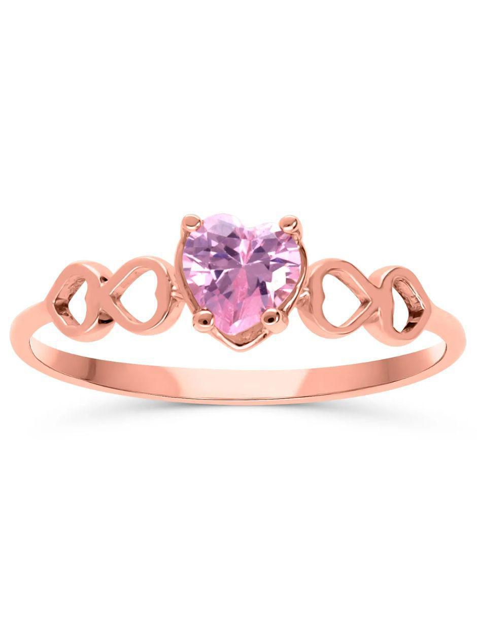 Anillo de corazón Joyerías Bizzarro 14 k de oro rosa zirconia brillante