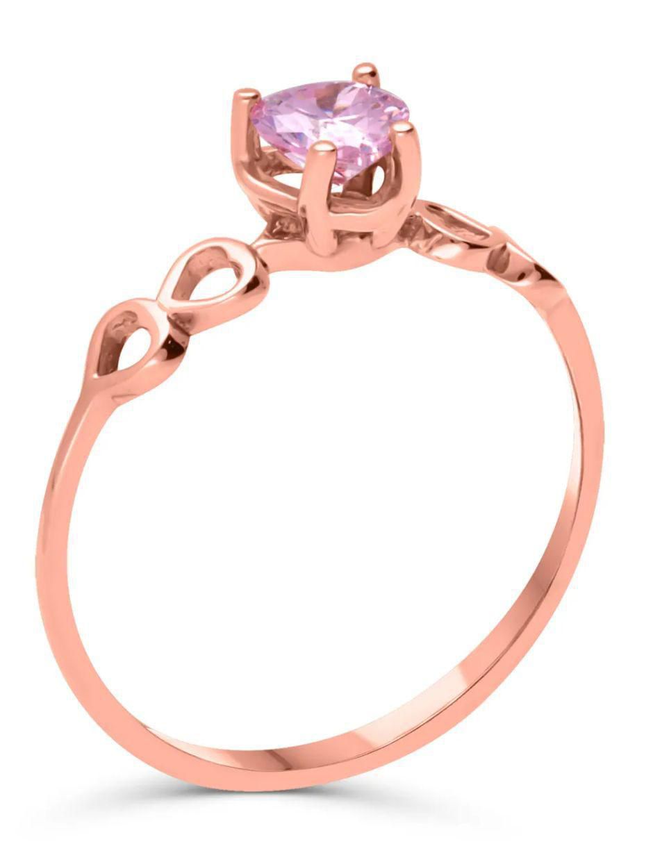 Anillo de corazón Joyerías Bizzarro 14 k de oro rosa zirconia brillante