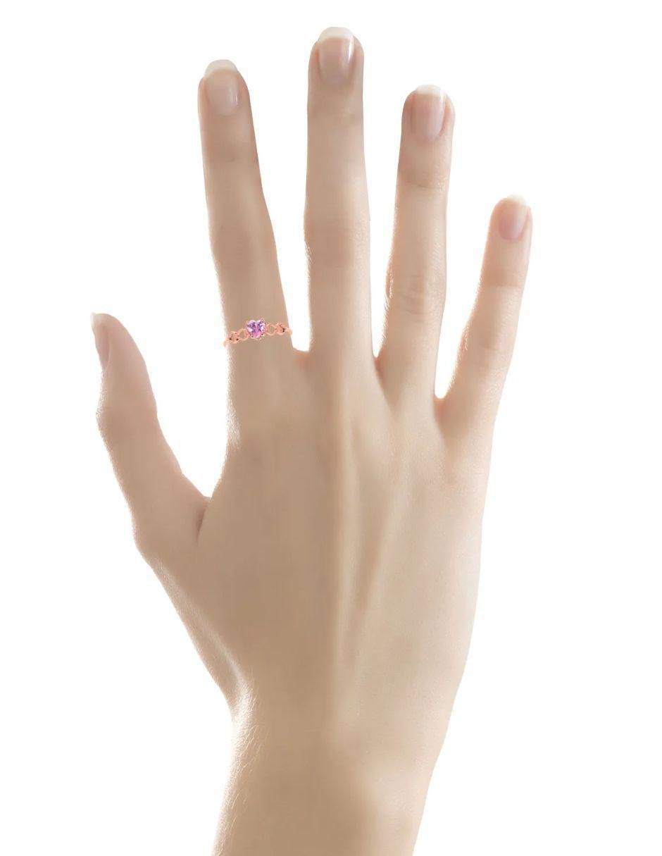 Anillo de corazón Joyerías Bizzarro 14 k de oro rosa zirconia brillante