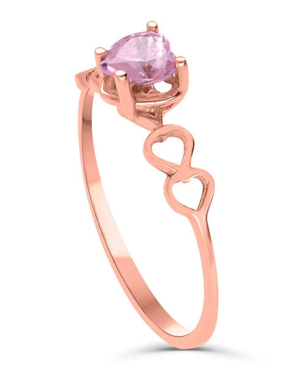 Anillo de corazón Joyerías Bizzarro 14 k de oro rosa zirconia brillante