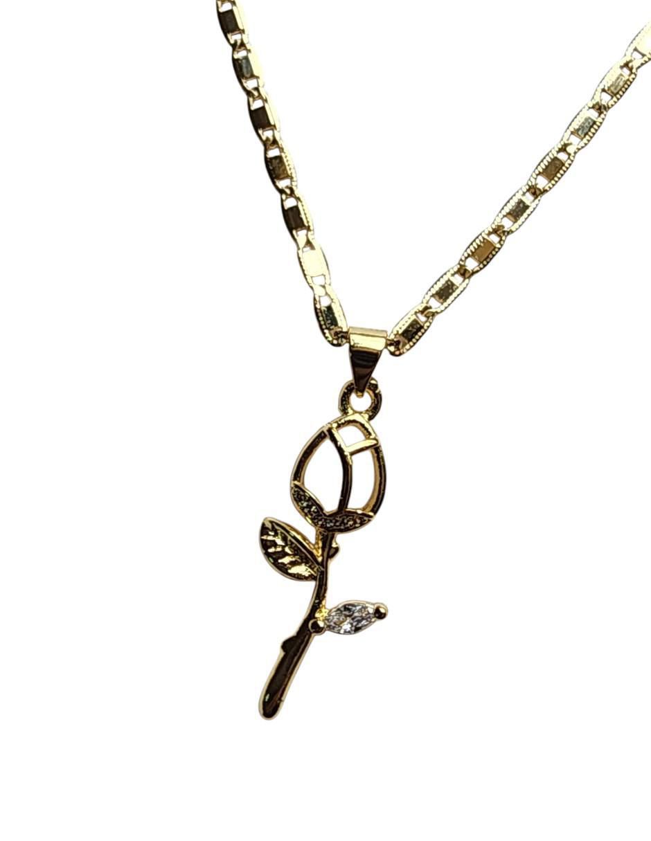 Collar con dije flor Amor de oro laminado 14 K 4