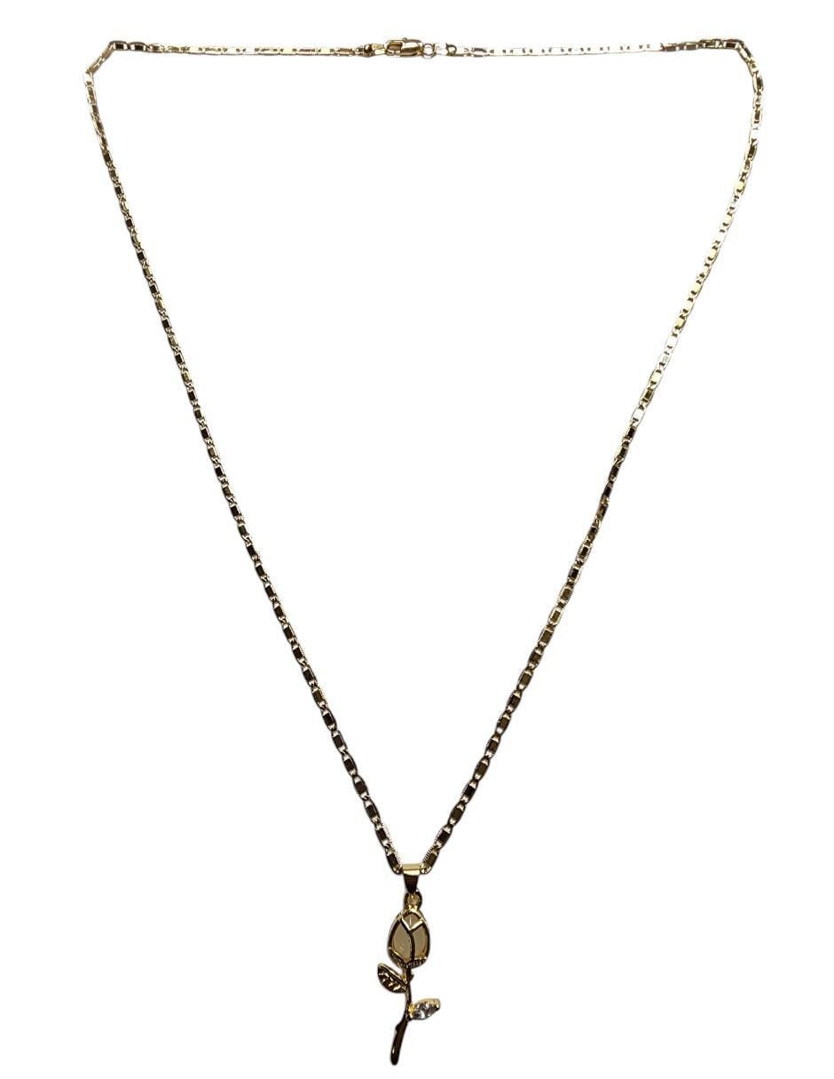 Collar con dije flor Amor de oro laminado 14 K 5