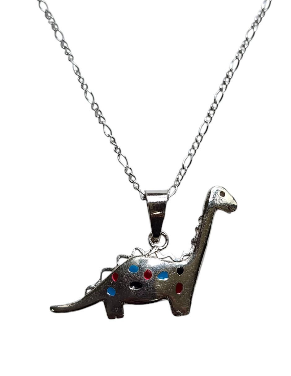 Collar con dije Dinosaurios Cuello Largo de plata P 925
