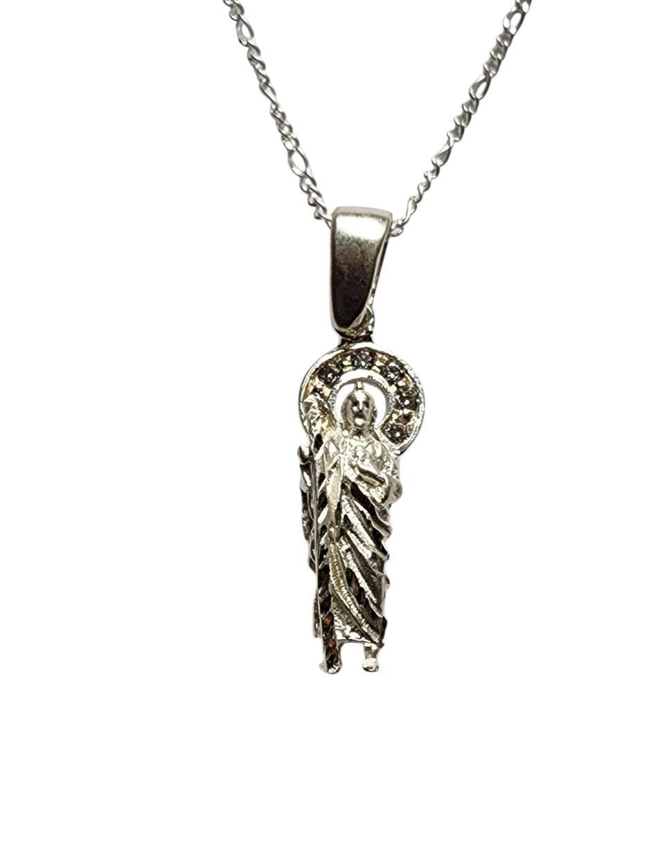 Collar con dije San Judas Tadeo Religioso de plata P 925 4