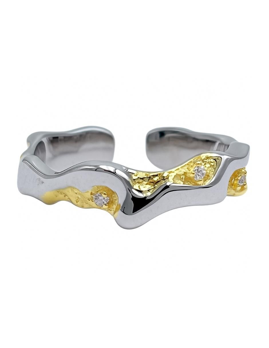 Anillo Brillo de plata P 925 con acabado baño de oro