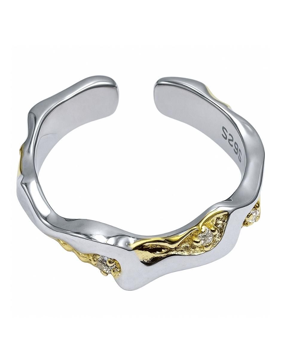 Anillo Brillo de plata P 925 con acabado baño de oro