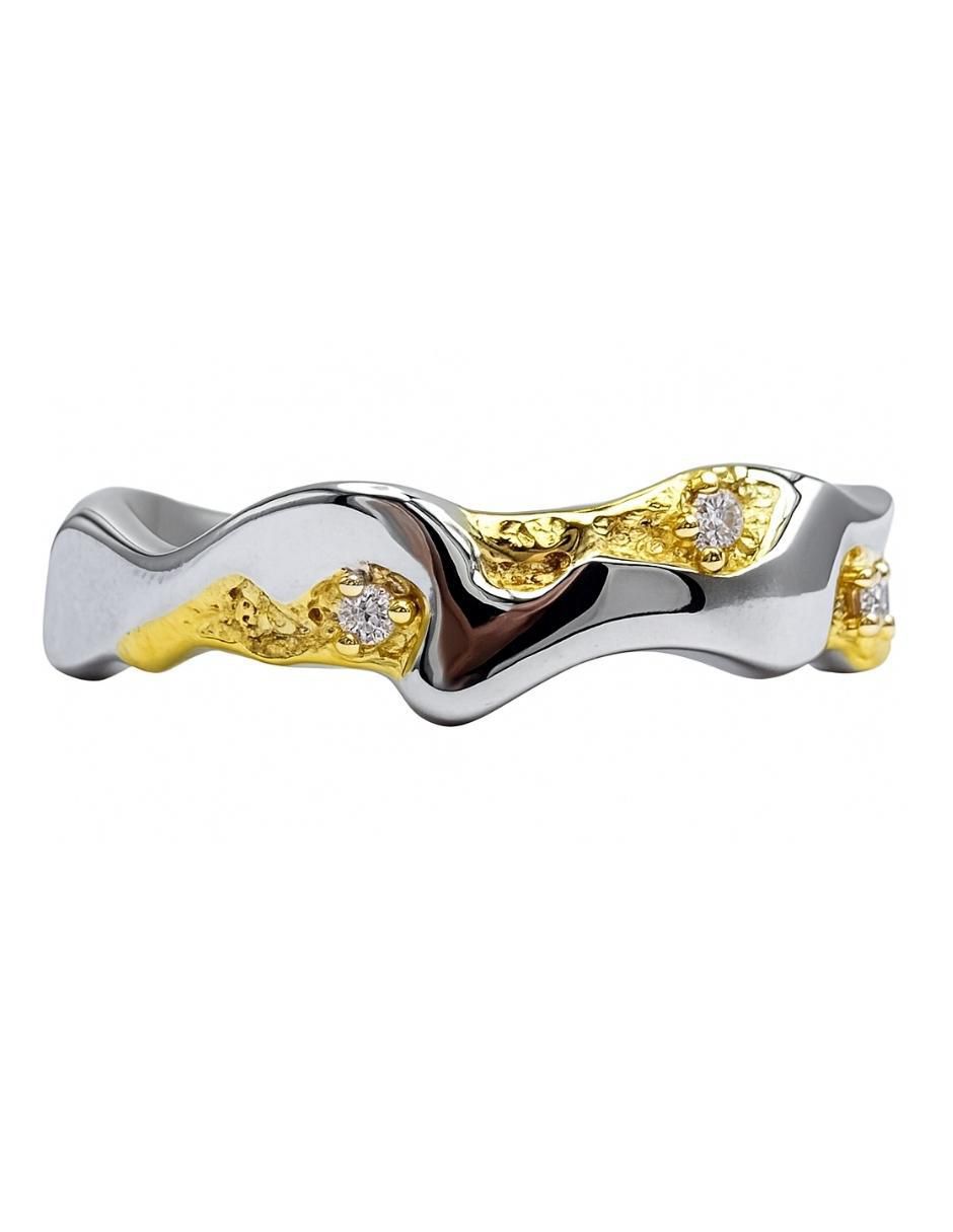 Anillo Brillo de plata P 925 con acabado baño de oro