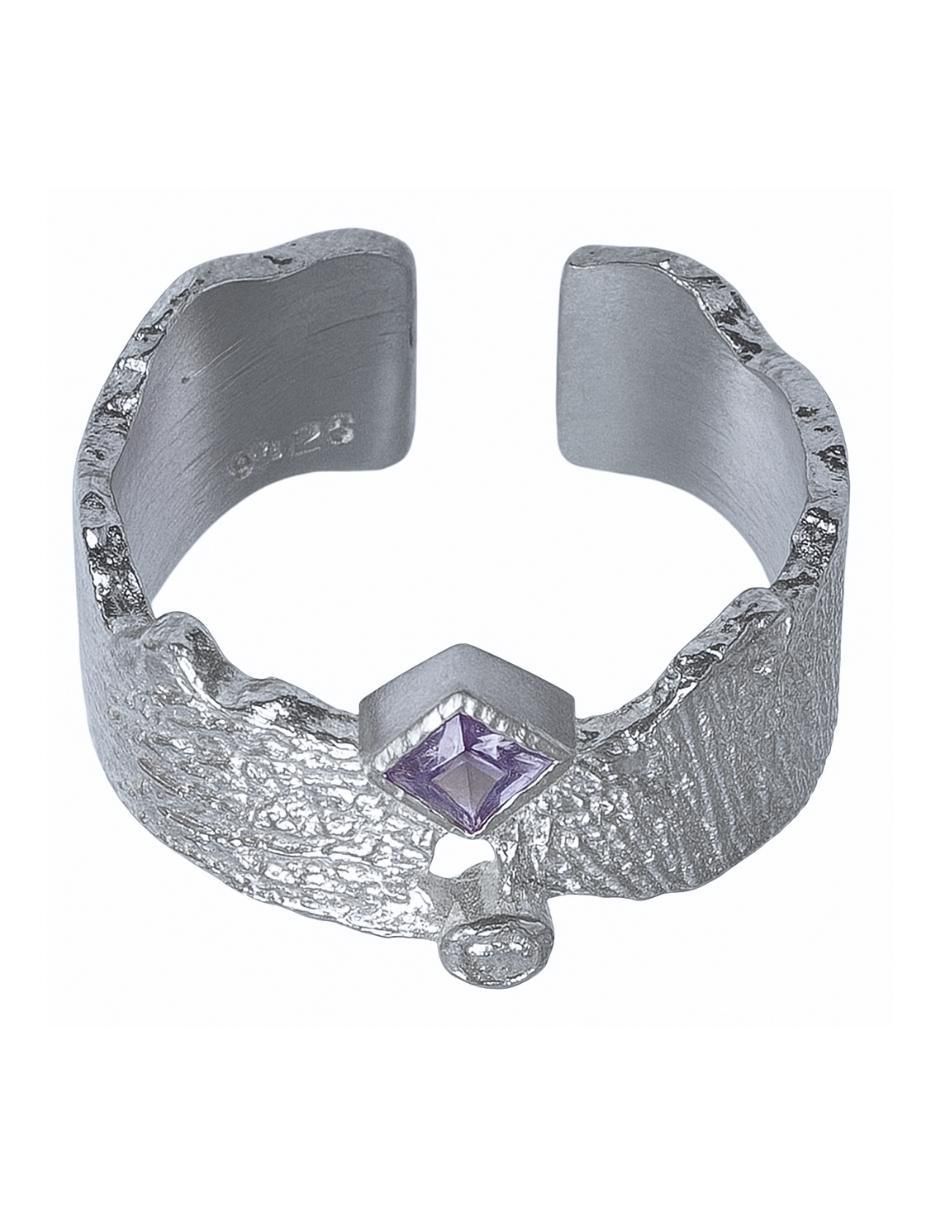 Anillo Vintage P 925 de plata zirconia semi mate