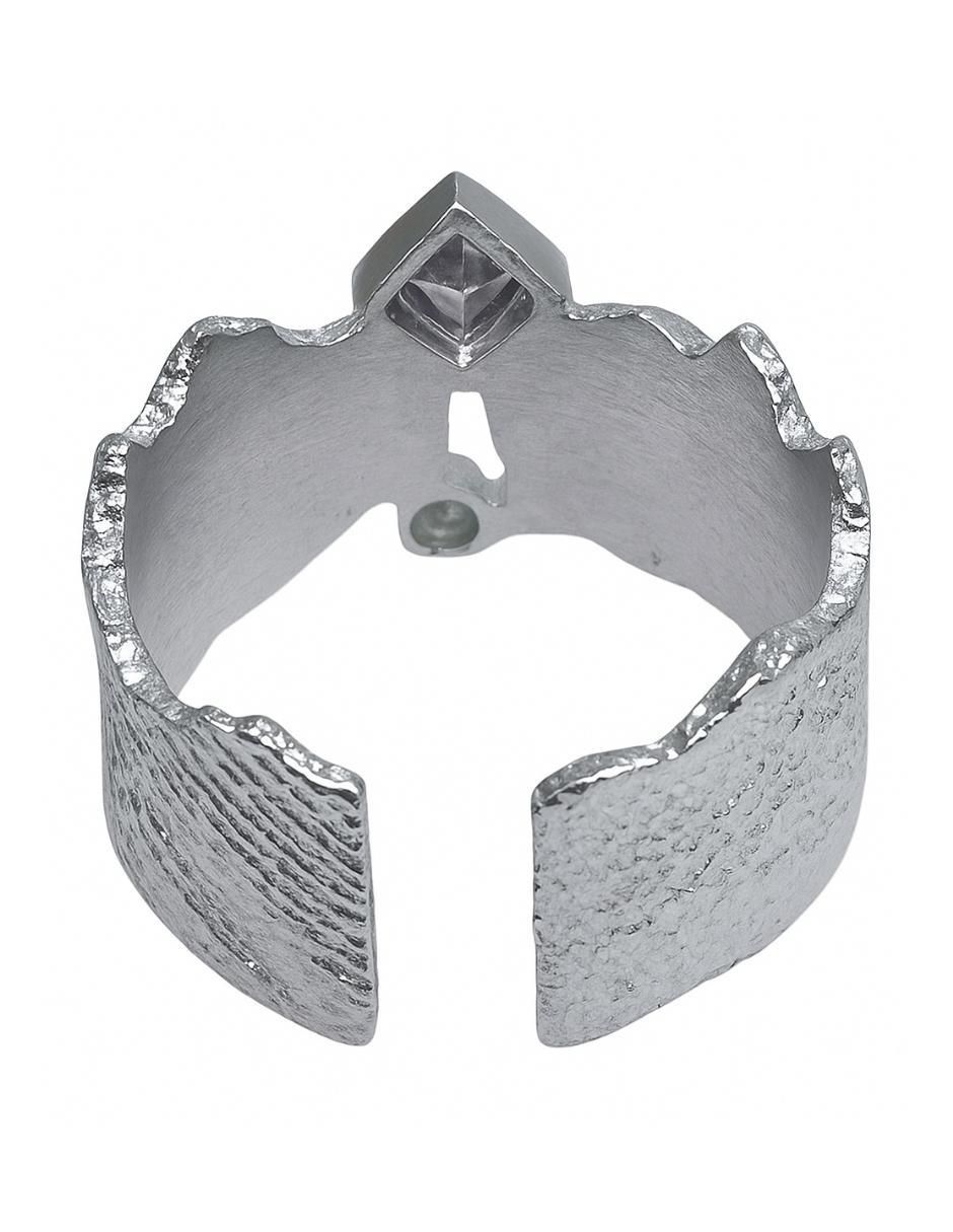 Anillo Vintage P 925 de plata zirconia semi mate