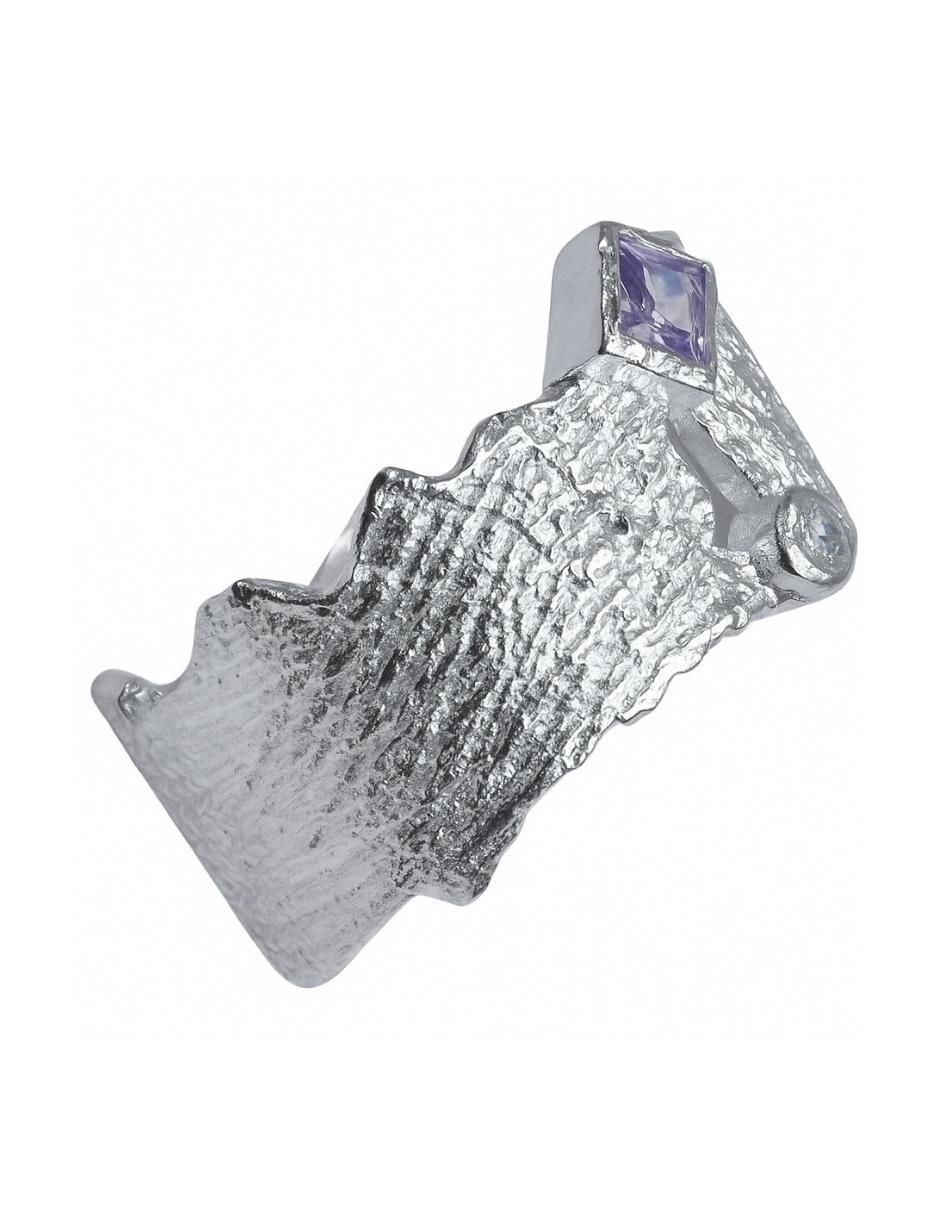Anillo Vintage P 925 de plata zirconia semi mate 7