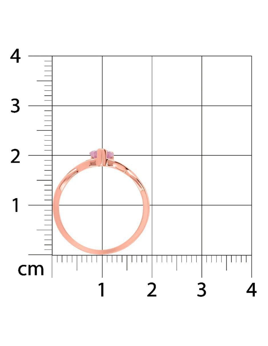 Anillo de corazón 14 k de oro rosa zirconia brillante 5