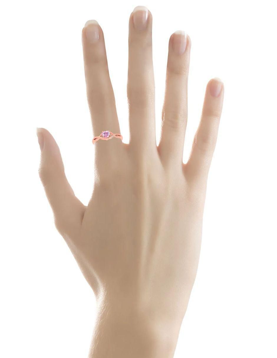 Anillo de corazón 14 k de oro rosa zirconia brillante
