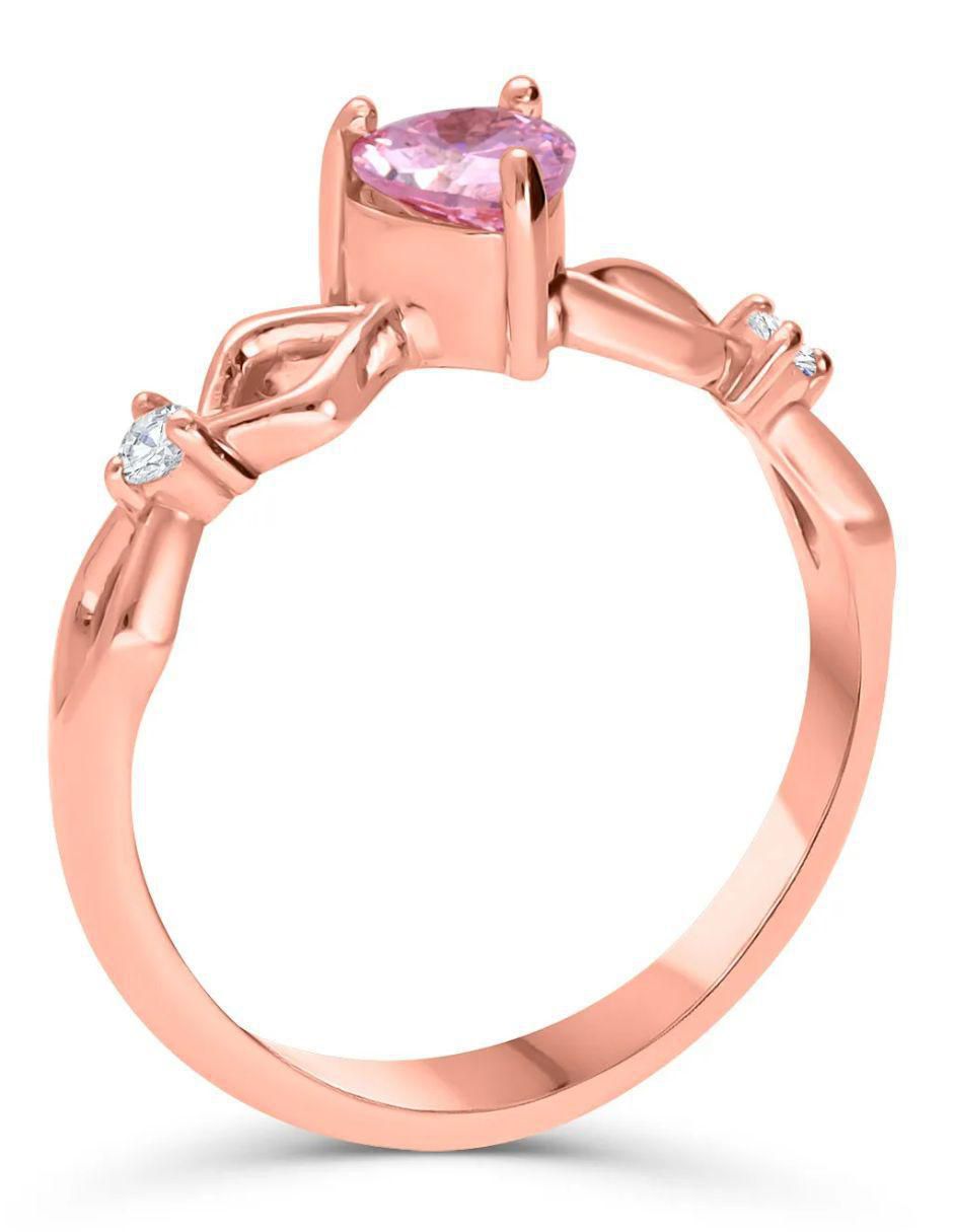 Anillo de corazón Joyerías Bizzarro 14 K de oro rosa zirconia brillante