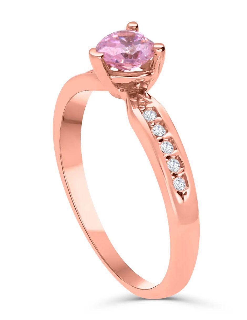 Anillo de corazón 14 k de oro rosa zirconia brillante