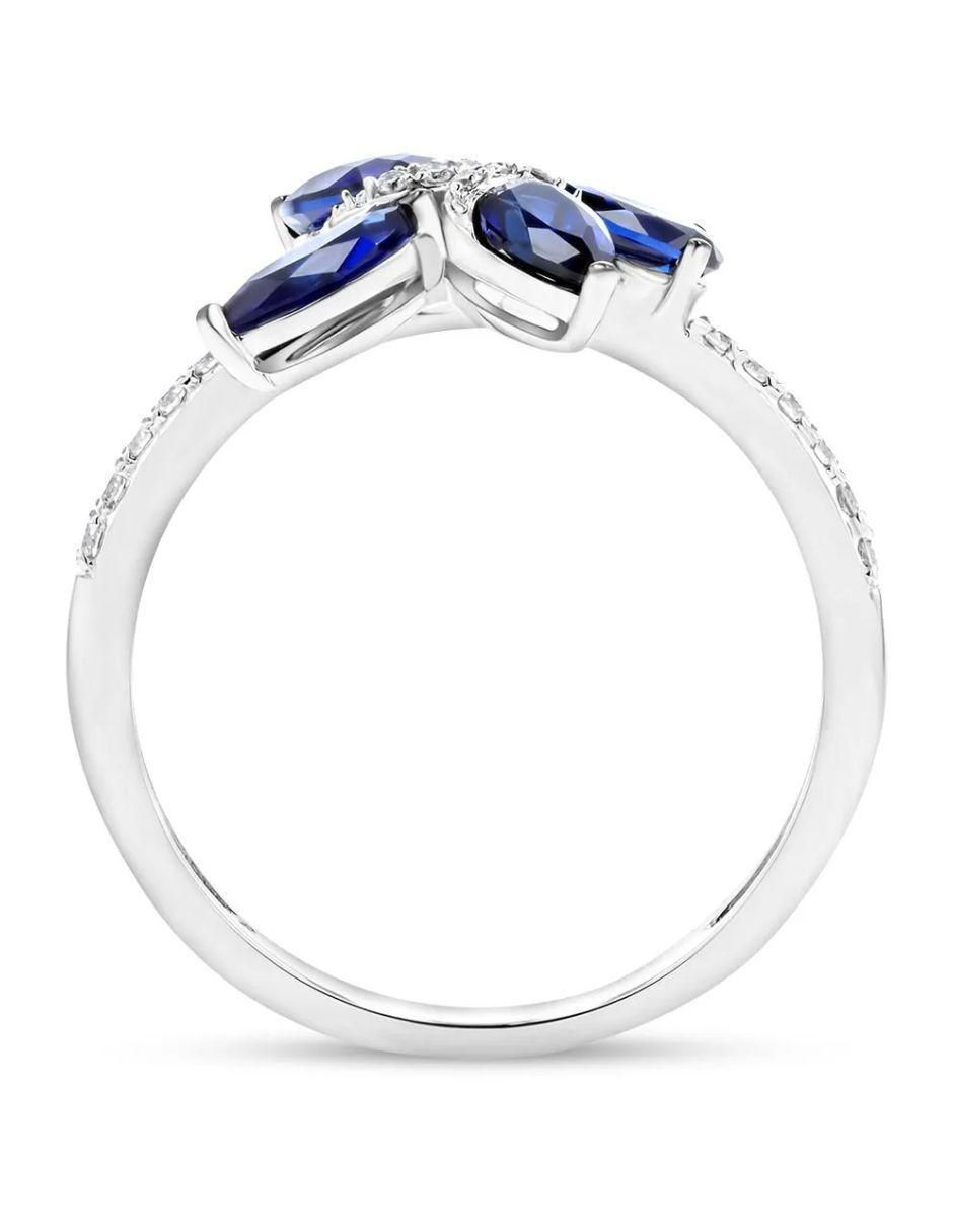 Anillo de flor 14 k de oro blanco diamante brillante