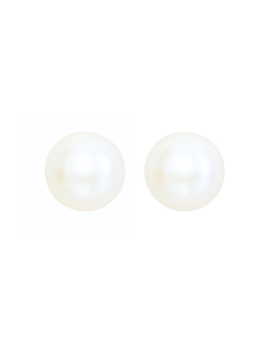 Broqueles circulares 14 K perla