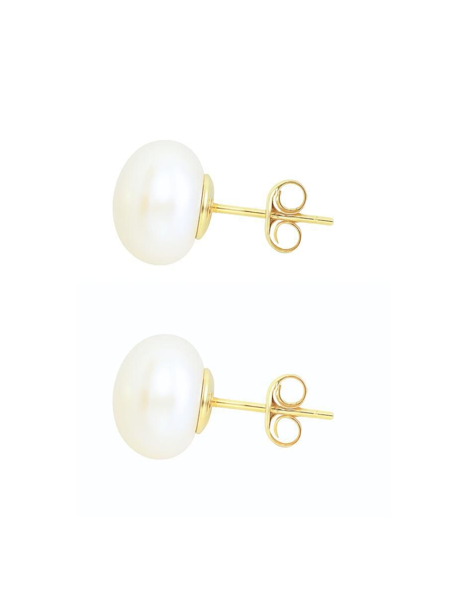 Broqueles circulares 14 K perla