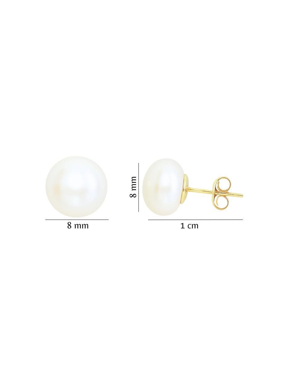 Broqueles circulares 14 K perla