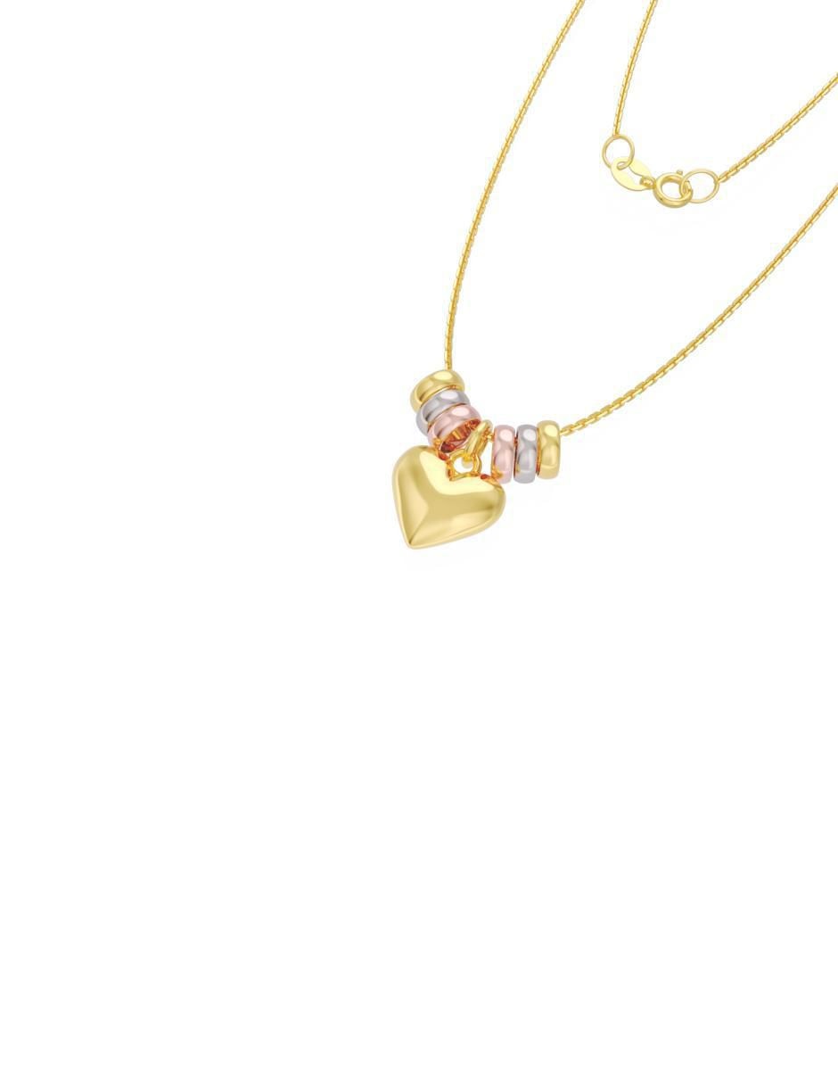 Collar con dije corazón de oro 14 K 3