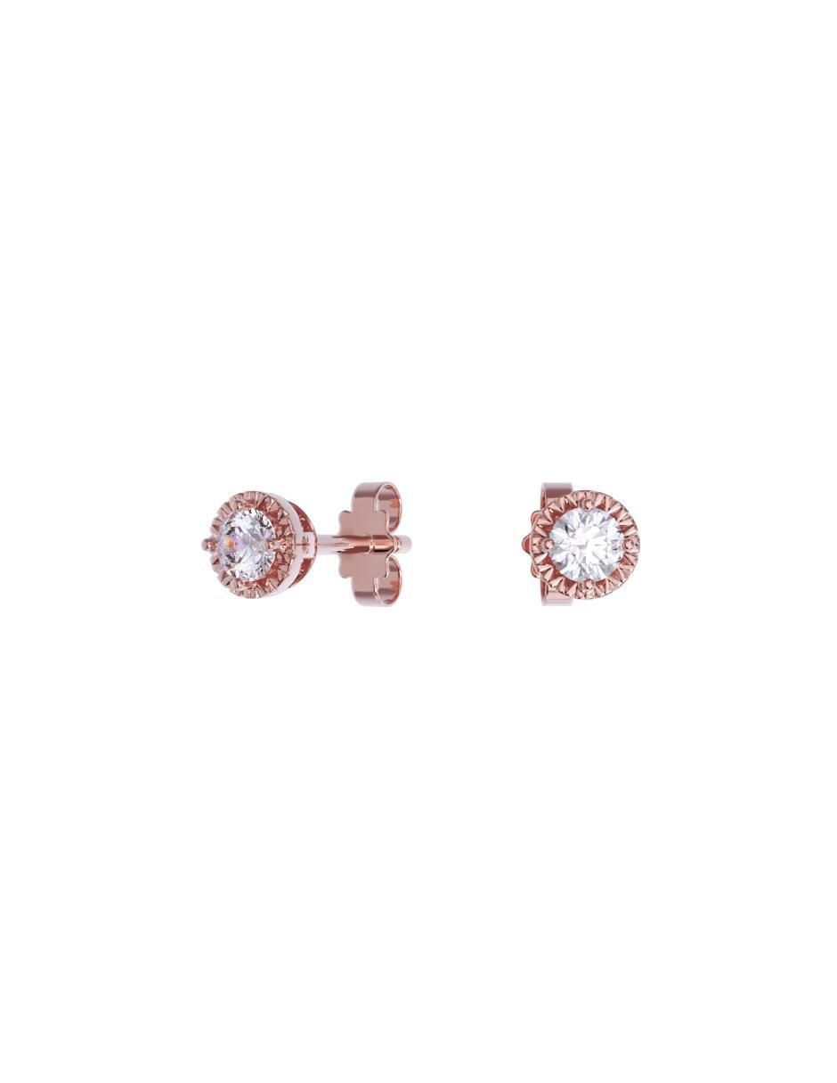 Set de aretes redondos de oro 14 K con acabado pulido zirconia 1
