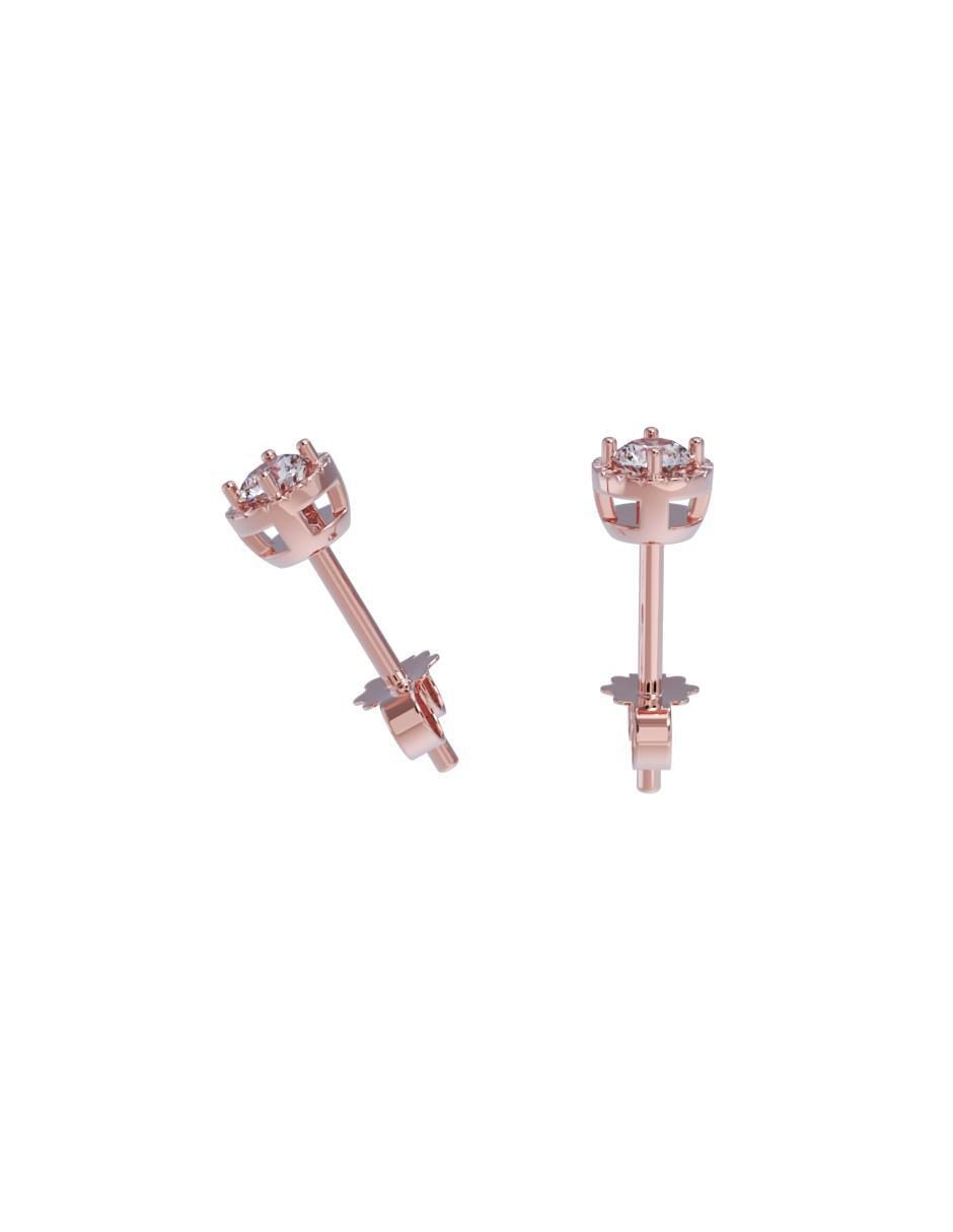 Set de aretes redondos de oro 14 K con acabado pulido zirconia 2