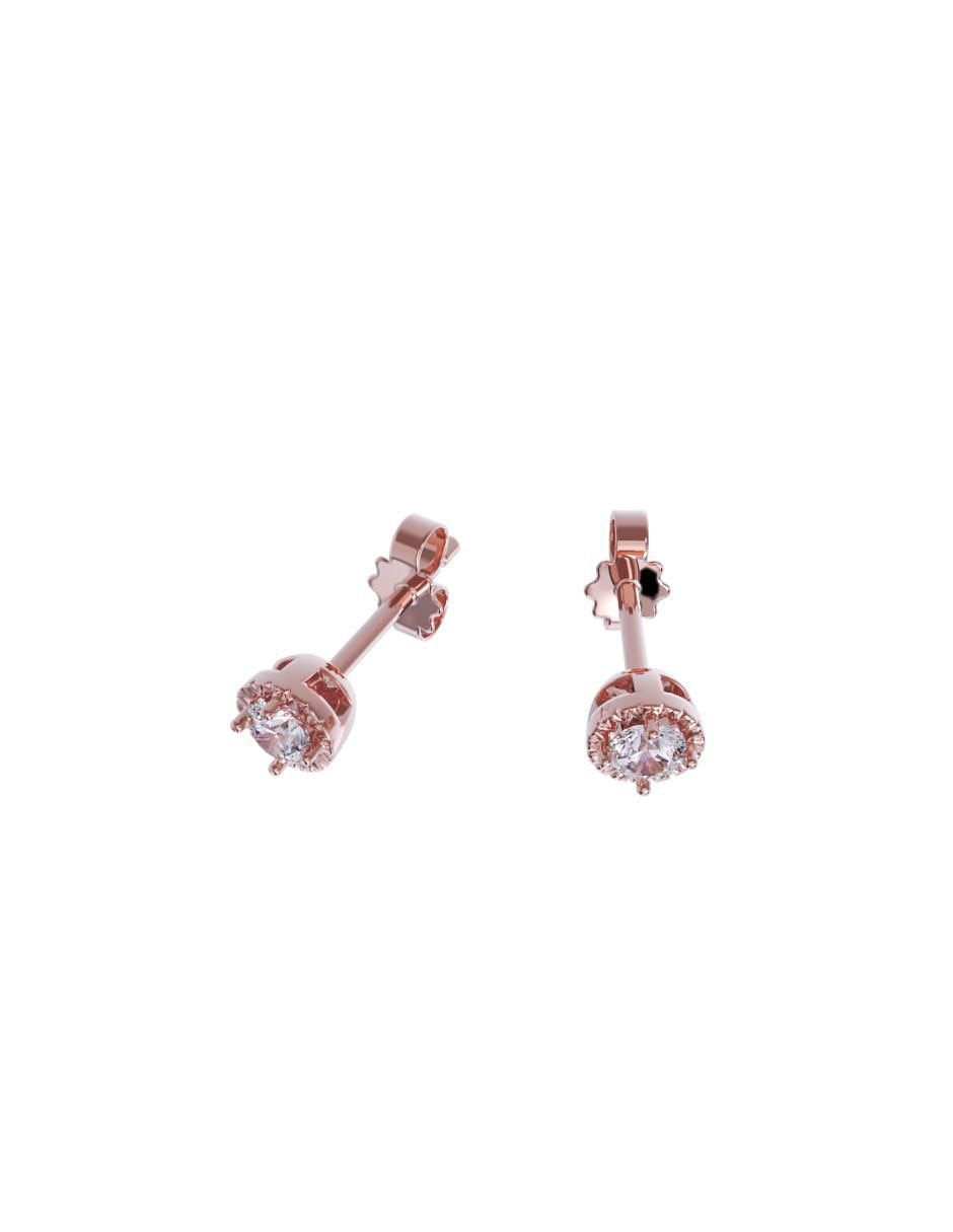 Set de aretes redondos de oro 14 K con acabado pulido zirconia 3