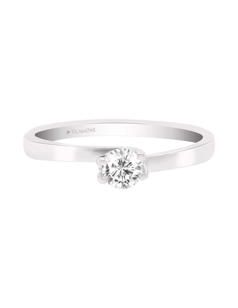 Solitario de oro blanco 14 k Estel diamante